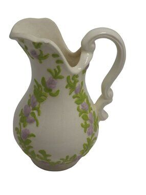 Pitcher White Floral Pitcher Lavender Flowers Ceramic Vase